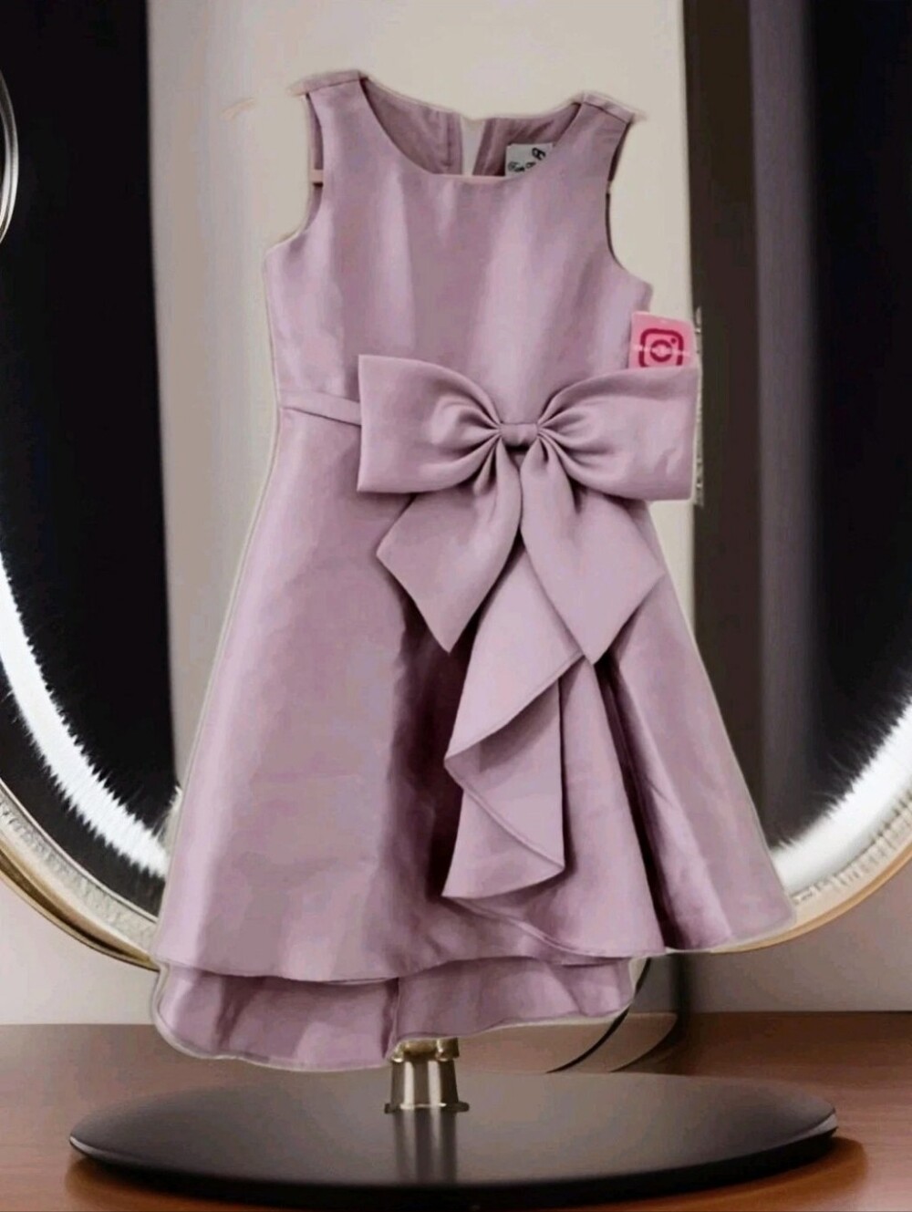 Girls Lavender Bow Party Social Dress Midi Elegant